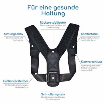 ActiveVikings Geradehalter zur Haltungskorrektur Ideal für eine aufrechte Körperhaltung - Rückenbandage Rückenstabilisator für Damen und Herren (2 - Größe M) - 4
