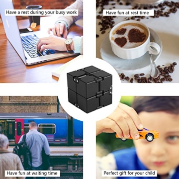 Funxim Infinity Cube, Unendlicher Würfel Spielzeug, Magic Unendlicher Flip Würfel Dekompression Spielzeug, Tötungs Zeit Zappeln Spielwaren Stressabbau Würfel (Schwarz) - 7