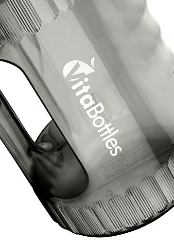 VitaBottles Gym Bottle Fitness Trinkflasche 2.2 Liter 2200ml XXL BPA-Free DHEP-Free schwarz Sport Water Jug Wasserkanister Water Gallon/Empfohlene Trinkmenge über den Tag - 4