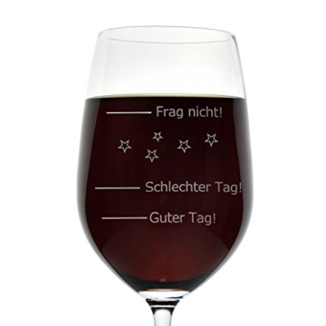 Weinglas Guter Tag!, Schlechter Tag! - Frag Nicht! 420ml Rotweingläser | Weißweinglas | Stimmungsglas | Premiumglas mit Laser-Gravur | Geschenkidee [Geschenkverpackung] - 3